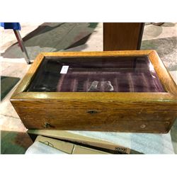1920's oak retail glass, jewelry display case