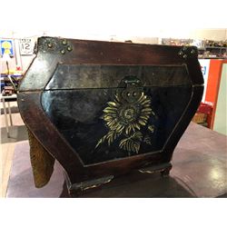 Asian style mini trunk with embossed metal décor