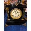 Image 1 : Rare Waterbury mantle clock ornate brass and wood accents