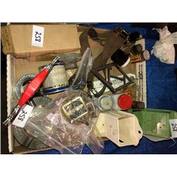 2 match holders 1930's, pewter ashtrays, 1920's door accessories in original boxes plus numerous col