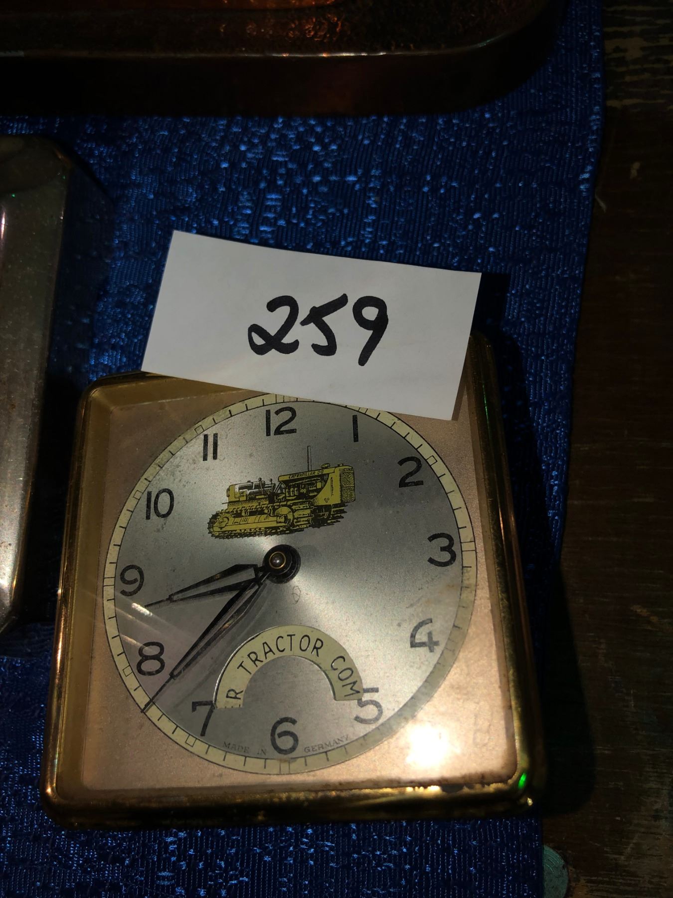3 desk clocks, Breslin cowboy 8 day clock, Kramer Tractor