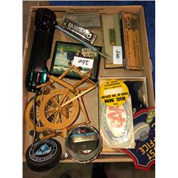 Hohner Harmonica, antique flashlight, Hand Arkansas sharpening stones, collectibles
