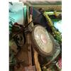 Image 7 : 3 boxes of collectibles including chime balls, brass ring case, doillies, tins, bag full of military