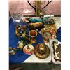 Image 1 : Copperware, figurine, bears, dog, brass dinnerbell, brass elevator bell, pint measure, matt cutter, 