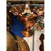 Image 4 : Copperware, figurine, bears, dog, brass dinnerbell, brass elevator bell, pint measure, matt cutter, 