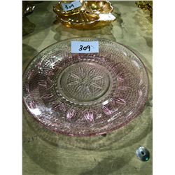 Depression glass plate, Carnival glass dish, lace glass dish