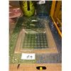 Image 8 : Crown Ducal dish, 40's pink fruit bowl, green glass, blue & green pitchers, large glass serving tray