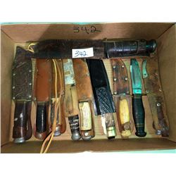 U.S. military marine knife plus 9 collectible hunting knives