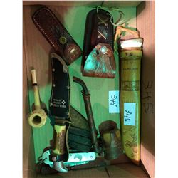 Very collectible knives including Solingen Germany "original" buffalo skinner plus old pipe native a