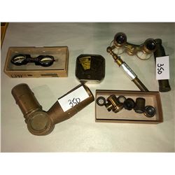 Telescope elbow, pearled opera glasses, auto bank, Operex telescope