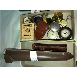 Rare Compass collection, fisherman barometer, pocket scopes, large scope