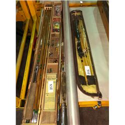Unused 1950's fly fishing rod, tackle, Antique fishing rods in cases