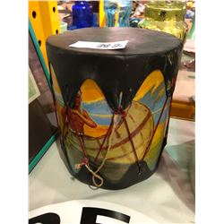 First Nations hand painted drum set plus "Red Indian" oil plaque and memorabilia