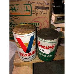 Mercury oil can full 1940's US quart, collector cans