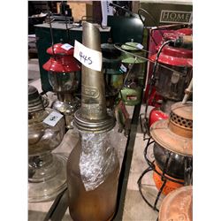 3 lamps, gas jar, Esso can