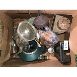 Box of lamp parts & collectibles