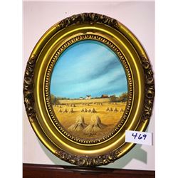 Nettie Harder oval Prairie scene "1988"