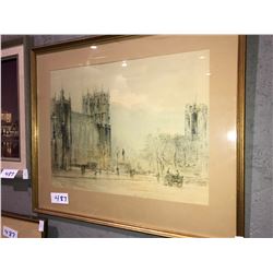 2 Saskatoon photos framed and 2 pieces of artwork