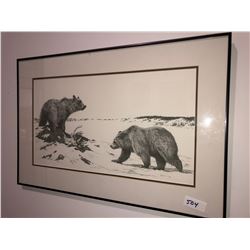 Bernie Brown print "On the Edge" 1988, 14"x24" framed
