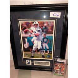 Peyton Manning Rookie Card graded 8/10 from Beckett, Peyton Manning Framed 8x10 photo
