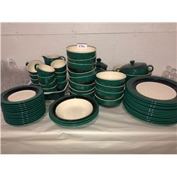 12 place settings of Hornsea pottery, Duet emerald collection, dinner plates, salad bowls, dessert p