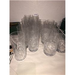 Pinwheel crystal glasses, 10 highball & 10 tumblers