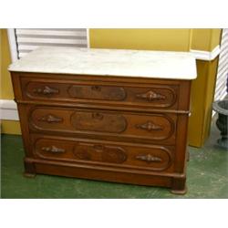 1870 Three drawer dresser, Marble Top