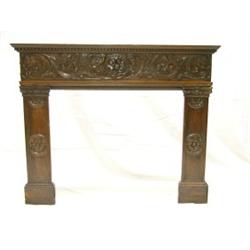 Mid 19th C. French Carved Oak Mantle