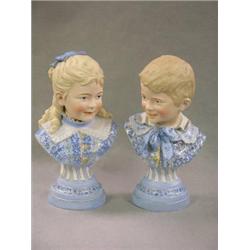 VICTORIAN GERMAN Bisque Bust - Boy and Girl