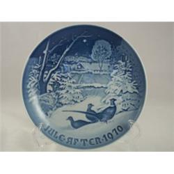 B & G, COPENHAGEN, 1970 Plate, "Pheasants in the Snow at Christmas"