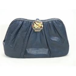 JUDITH LEIBER Blue Karung Leather Purse