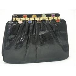 JUDITH LEIBER Black Karung Leather Purse