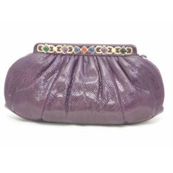 JUDITH LEIBER Violet Karung Leather Purse