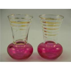 Pair of Cranberry Vases, 3¾"H