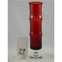 Ruby red and clear vase, approximately 9¾"H