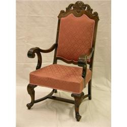 1880's Pink upholstered arm chair  48"H
