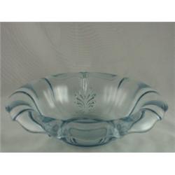 Crystal blue  bowl with fluted rim, 3"H x 11½"D