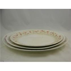 3 Old platters with pink flowers 15", 16½", 19"