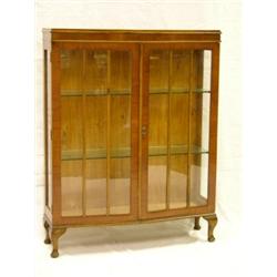   Walnut Glass-door Bookcase,  46¾"H, 36½"W