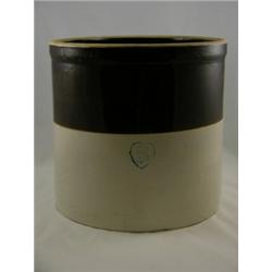 5 gallon stoneware brown and white  11 3/4"H