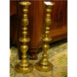 Pair of brass candlesticks  23½"H