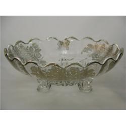 Crystal bowl with silver overlay, 10¾"D