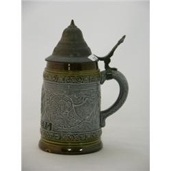 Heidelberg Stein with metal lid, #303-W, 8"H