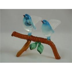 Crystal bluebirds on a branch, 3¼"H