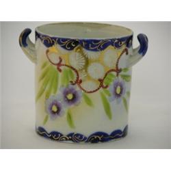 Hand painted vase with cobalt blue border, 3?"H (Nippon?)