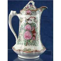Hand painted oriental porcelain teapot, 10"H