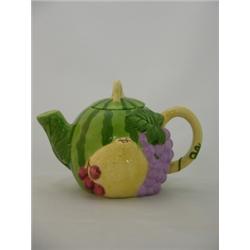 Fruit ceramic teapot, 6"H