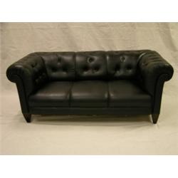 Black Italian Leather sofa, 69"L