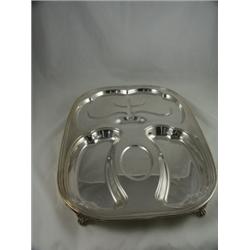 Silver footed meat carving tray, 18½"L x 14"W