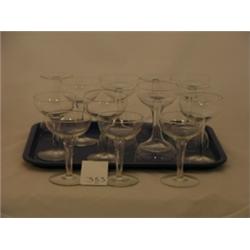 Fifteen Crystal wine glasses with hollow stem, 5¼"H